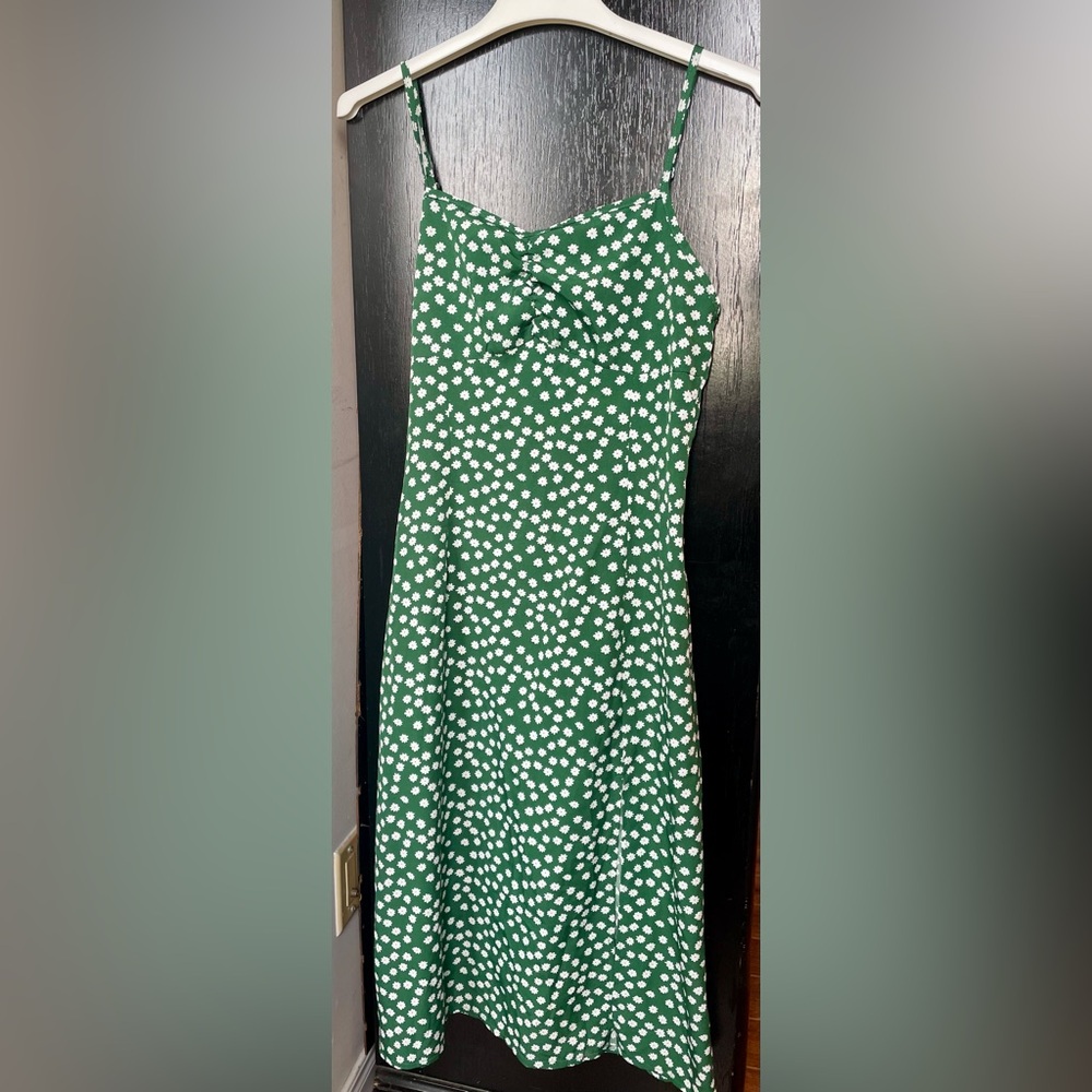 SHEIN Ladies Green Dress with White Floral Accents
